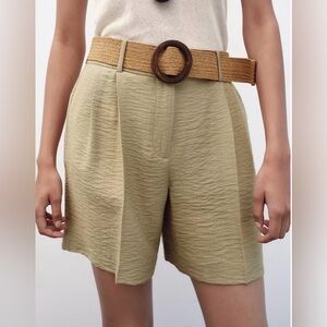 NWT Zara Pleated Belted Shorts